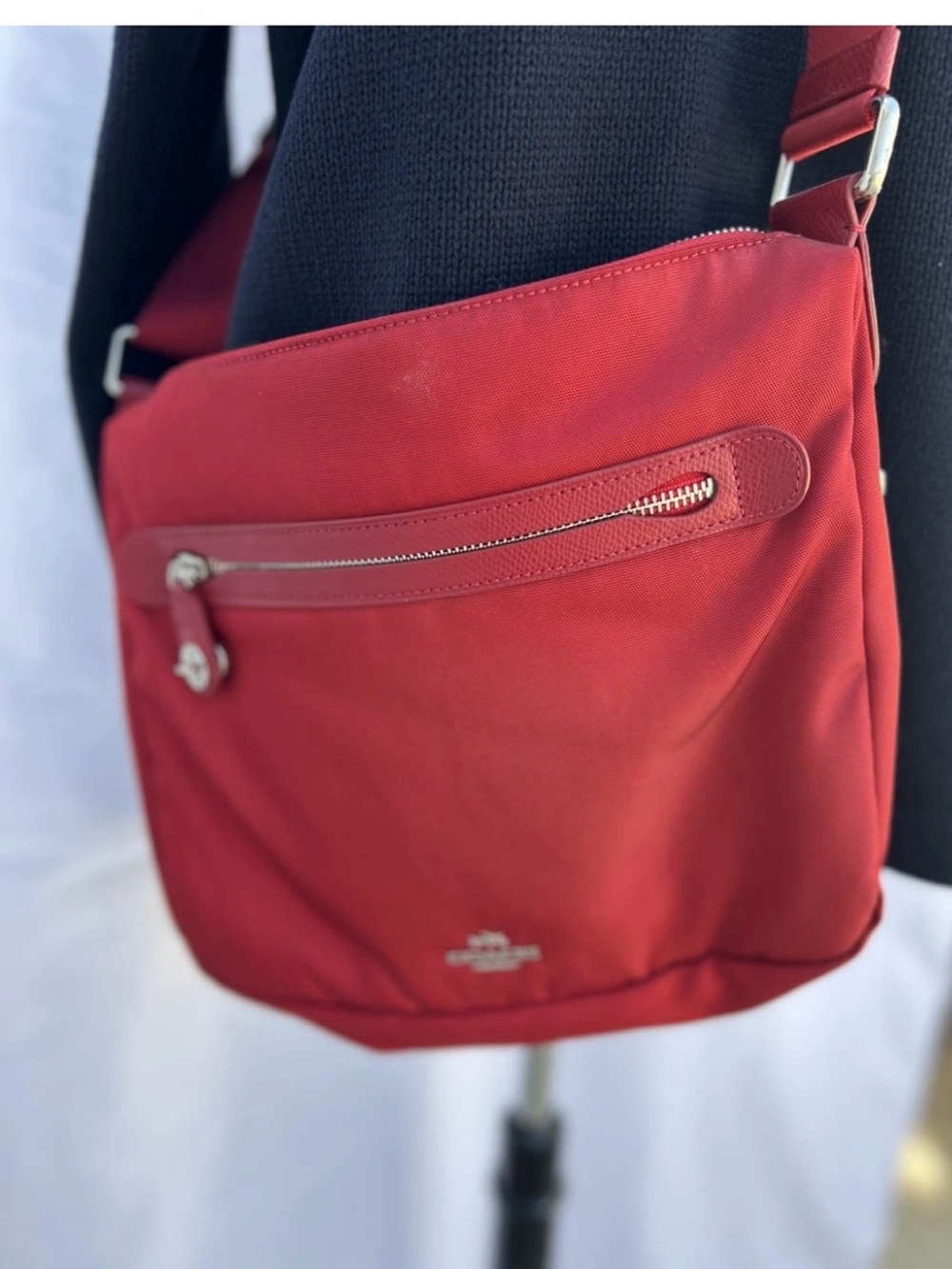 Coach Red Nylon Messenger Crossbody Bag